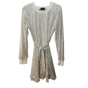 Simply Vera Wang Women Dress Med  Sequin Long Sleeve Mini Holiday New Years
